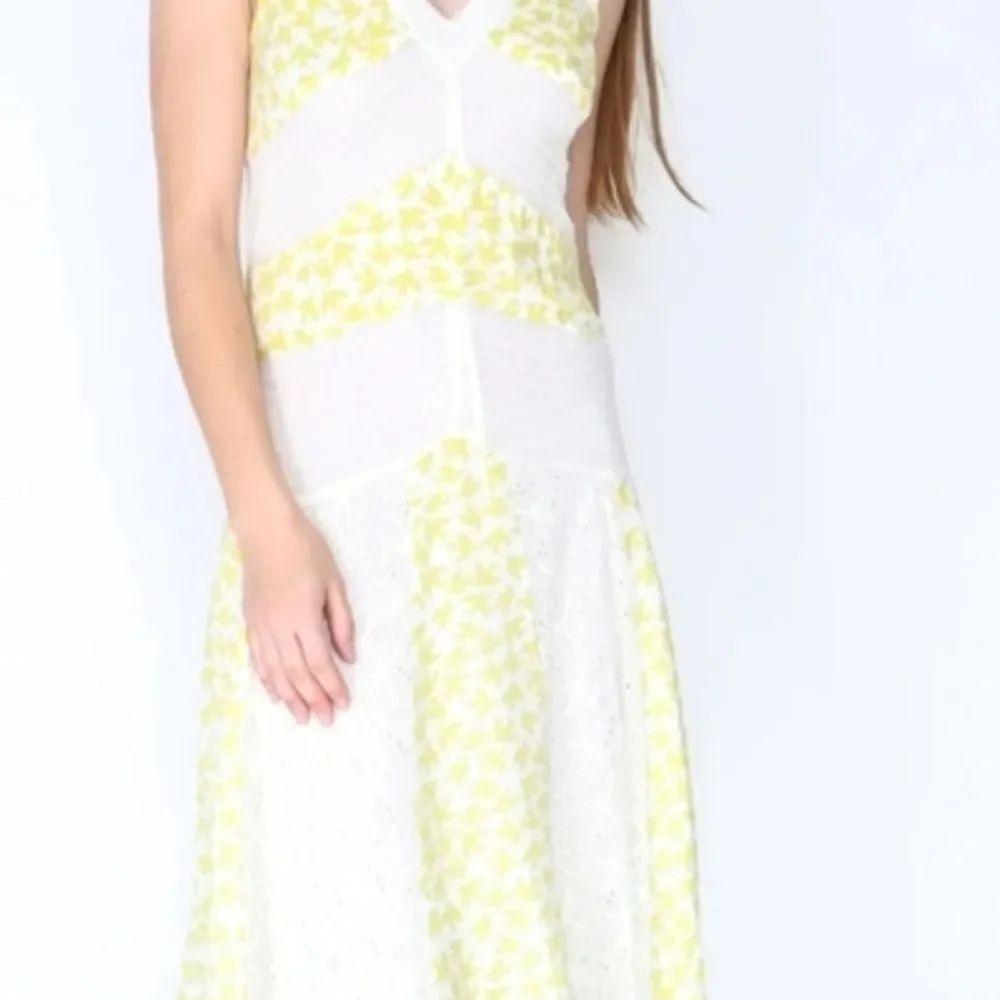 Anthropologie Yellow and White Midi Dress
